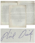 Manuscript Signed by Philip K. Dick on How to Write a Novel -- Unpublished 5pp. Manuscript by Dick Outlines This is how I write a book